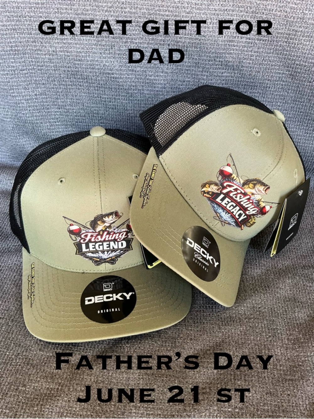 Father Son Fishing Hat Set – Fishing Legend & Fishing Legacy – Matching Trucker